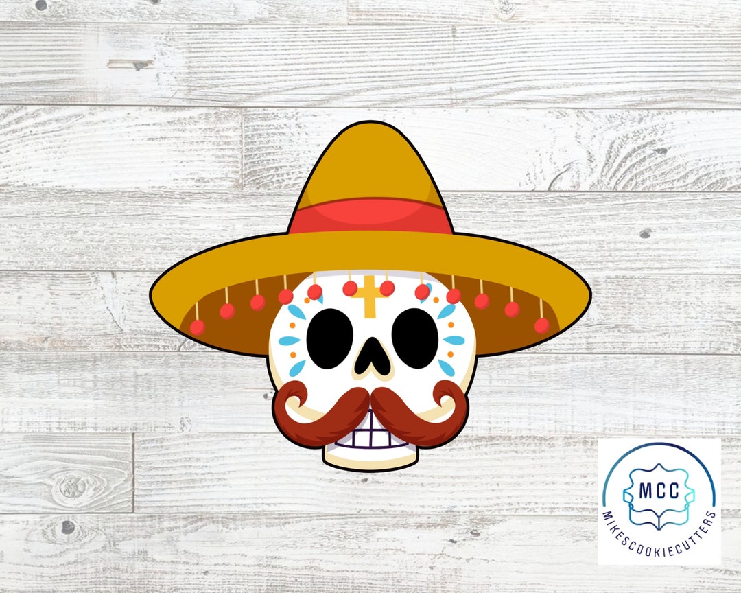 Sugar Skull in Sombrero 1 Dia De Los Muertos Day of the Dead Cookie ...