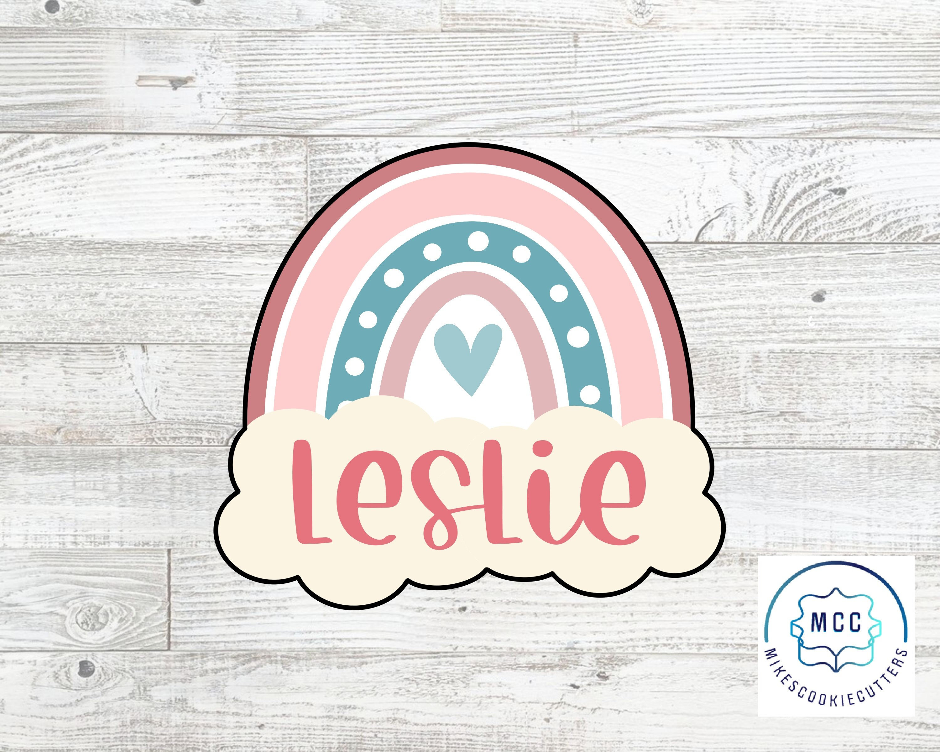 Boho Rainbow with Cloud Plaque Cookie Cutter