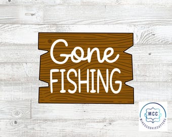 Gone Fishing Wood Sign Cookie Cutter