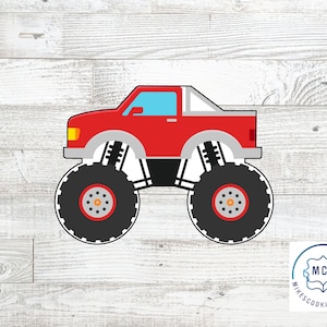 May include: Red monster truck cookie cutter with large wheels.