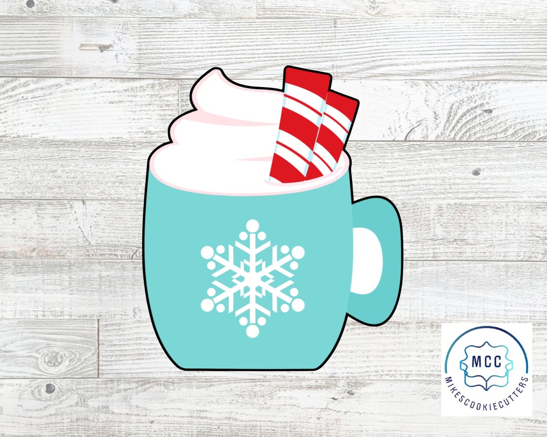 Hot Cocoa Coffee Mug With Peppermint Sticks Cookie Cutter Etsy