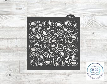Bandana Paisley Pattern Stencil - Etsy