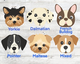 Dog Face Cookie Cutter Yorkie Dalmatian French Bulldog Pointer Maltese Mixed Breed