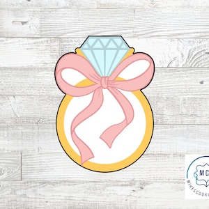 Diamond Engagement Wedding Ring With Bow Cookie Cutter