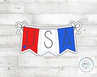 4th of July USA 3 Bunting Banner Cookie Cutter