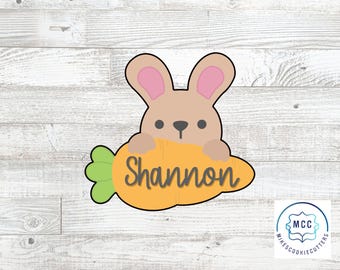 Easter Bunny With Carrot Personalized Plaque Cookie Cutter