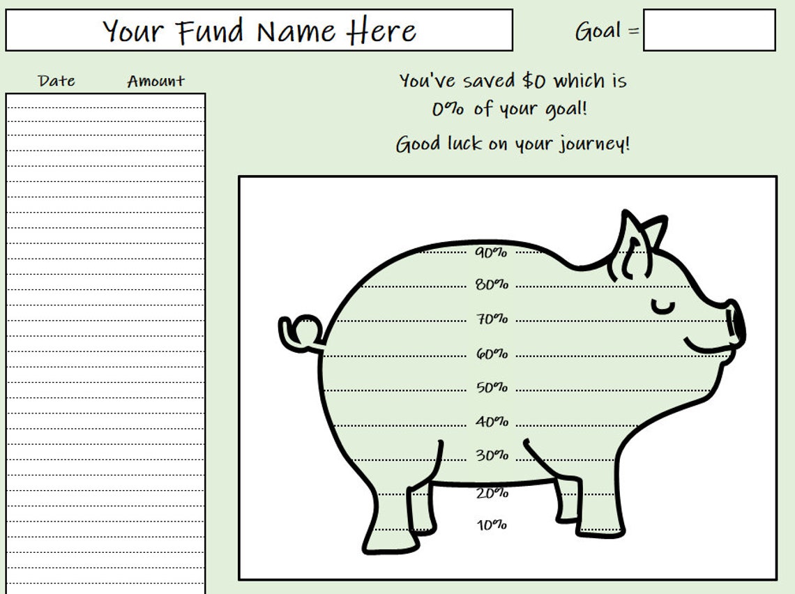 Piggy Bank Spreadsheet Savings Template Savings Tracker | Etsy