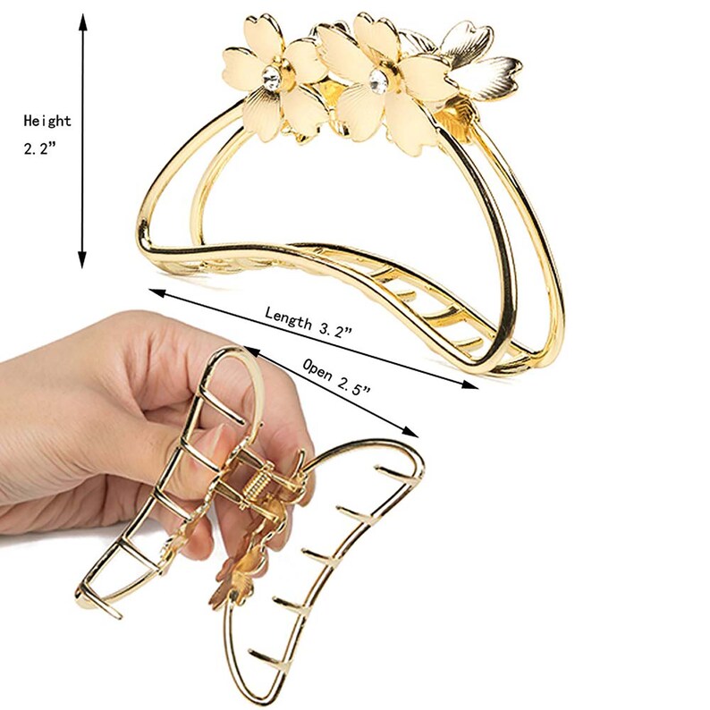 Golden Metal Claw Clips For Women Thin Thick Hair Strong Etsy