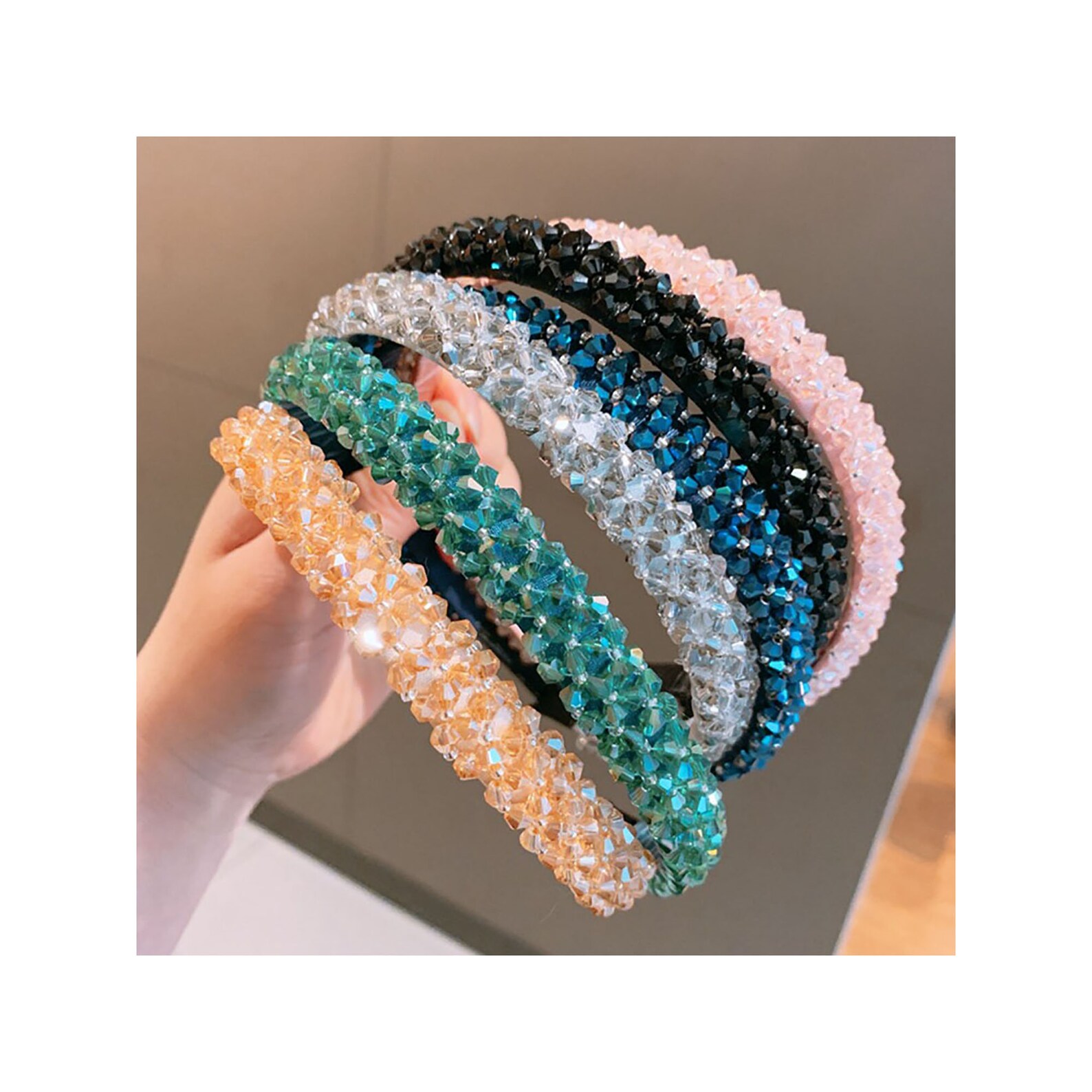 Colorful Crystal Bead Headband Ladies Luxury Hair Hoop Shiny Etsy