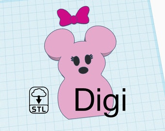 Mädchen Maus Regal Sitter mit Fliege STL Download für 3D Druck