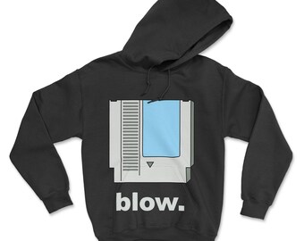 BLOW ME CLASSIC CARTRIDGE RETRO VIDEO GAMES NES Mens Black Hoodie
