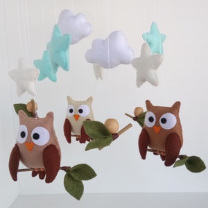 Owl Baby Crib Mobile, Woodland mobile