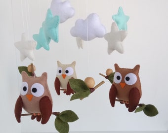 Owl Baby Crib Mobile, Woodland mobile