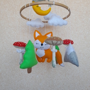 Fox Baby Mobile, Woodland mobile, Mushroom mobile