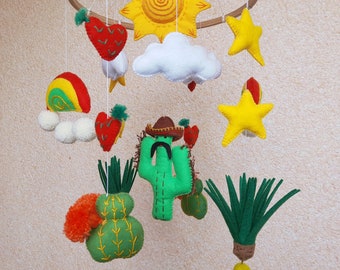 Crib Mobile, Cactus Nursery Mobile, Desert Baby Mobile, Cactus Baby Mobile, Baby Sower Gift