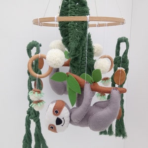 Forest mobile, Sloth mobile, Macrame mobile, Baby Shower Gift