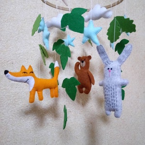 Felt woodland animal mobile.