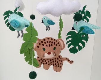 Felt Jungle nursery mobile,  Safari mobile, Baby animal mobile, Jungle theme nursery decor, Jungle baby shower gift