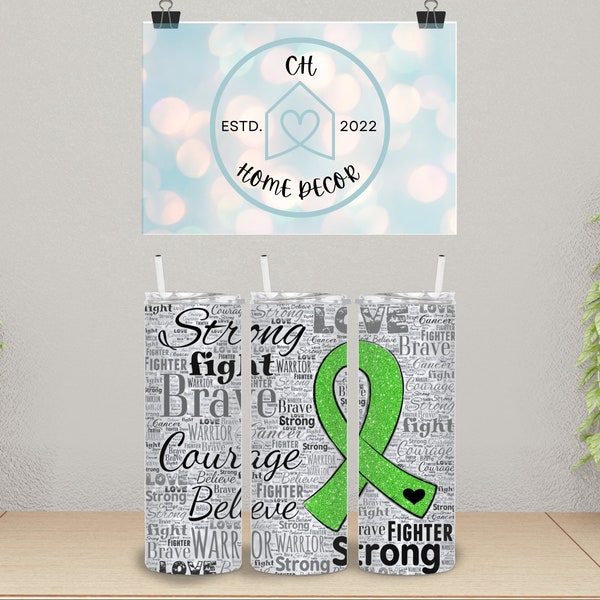 Childhood Mental Illness Tumbler | Ribbon Word Art | Faux Glitter | 20-Ounce Tumbler | Sublimated Tumbler