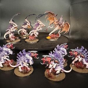 Set de ejército de tiránidos de Warhammer 40K totalmente pintado y listo para la batalla: Psychophage, 3x Von Ryans Leaper, parásito de Mortex, 5x Barbgaunts