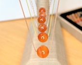 Real Carnelian Crystal Necklace 10mm Red Carnelian Bead Choker with Crystal Quartz or Citrine on Sterling Silver Slide Adjustable Chain