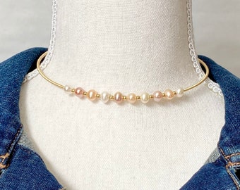 4mm-9mm Gradient Pearl Necklace, Natural Multi Colored Pearl