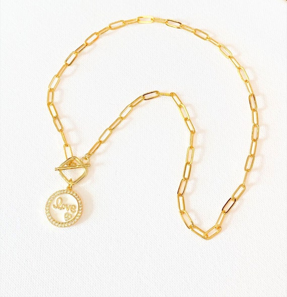 Front toggle sale clasp necklace gold
