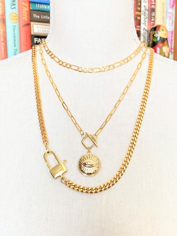 Classic Trendy Copper Figaro Chain Necklace For Men Women 18/22