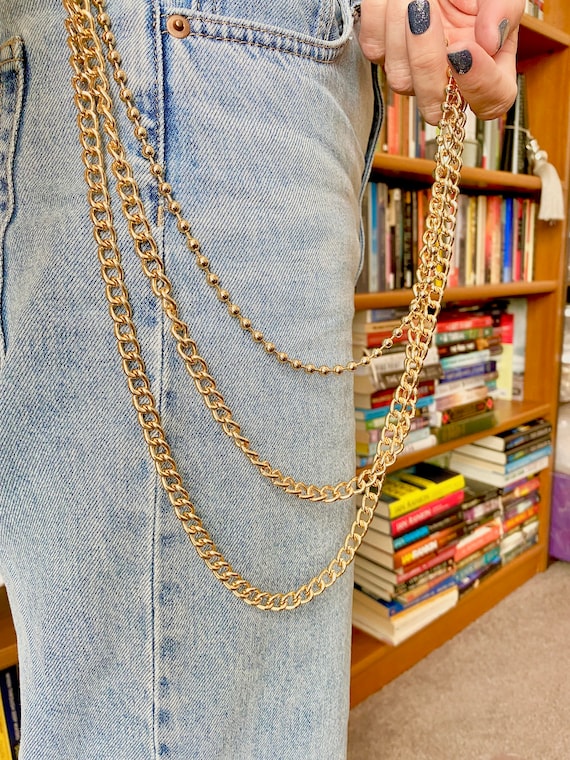 Three Strand Gold Jeans Chain Triple Swag Pants Chain in Silver Thick Heavy  Chunky Stainless Steel Rocker Pants Chain for Men and Women 