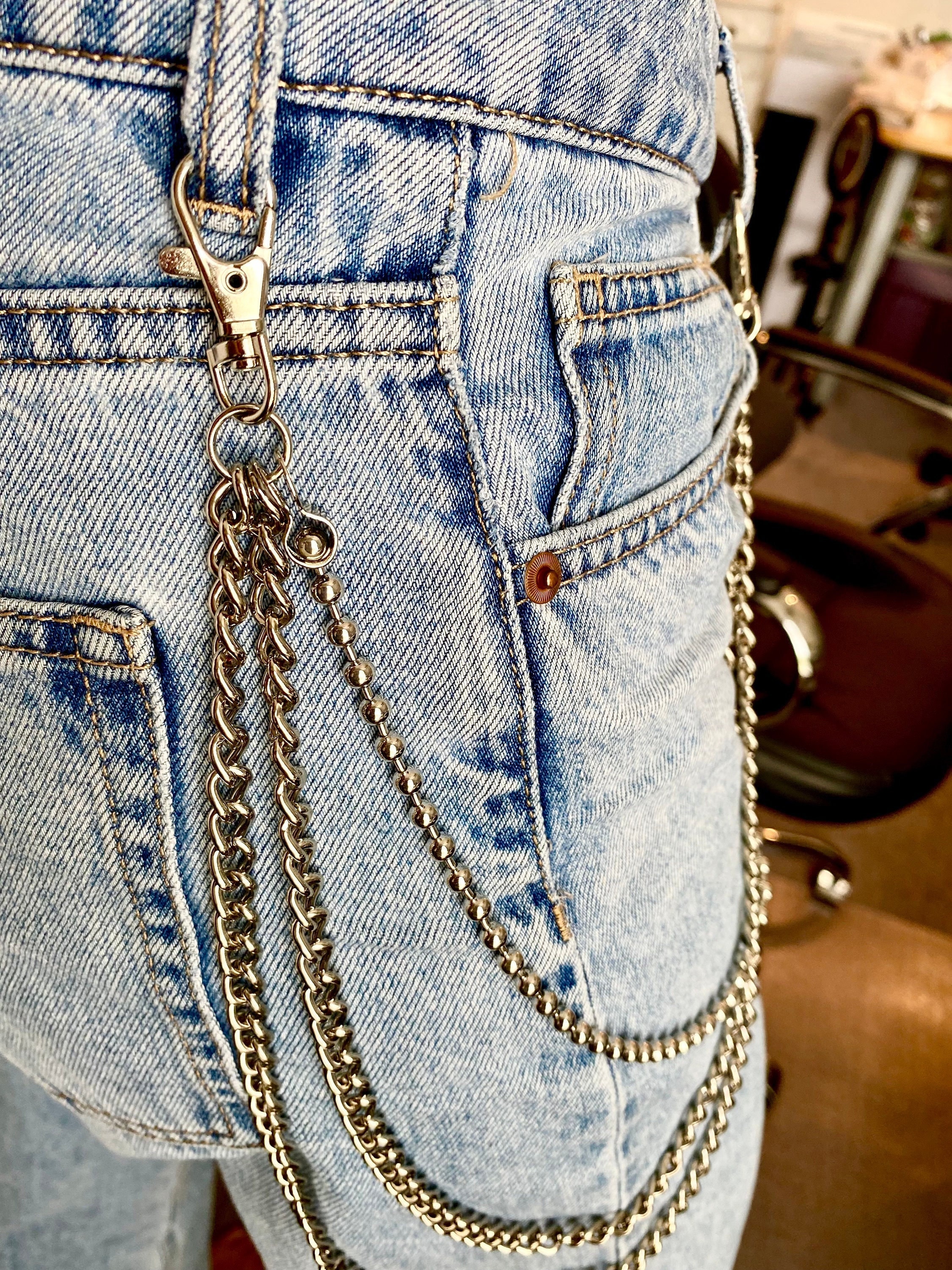 GENEMA Kawaii Jeans Chains Wallet Pants Chain Colorful Pocket