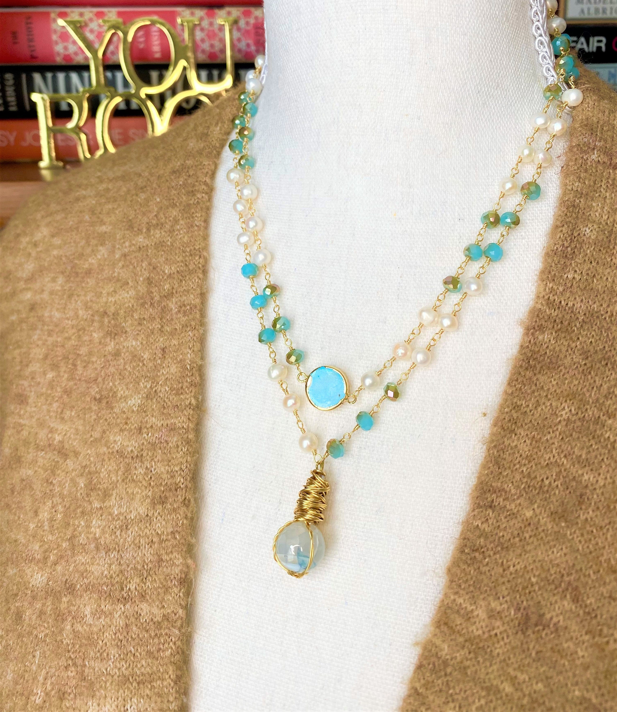 TFXWERWS Charming Fashion Rhinestone Flower Beads Turquoise Anklet Chain 