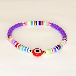 Evil Eye Summer Jewelry Colorful Heishi Bead Bracelets Neon - Etsy