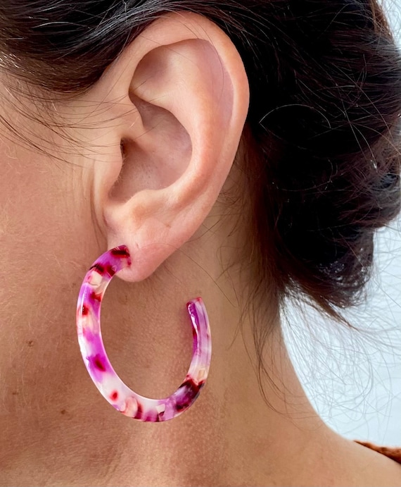 Colored lucite clearance hoop earrings