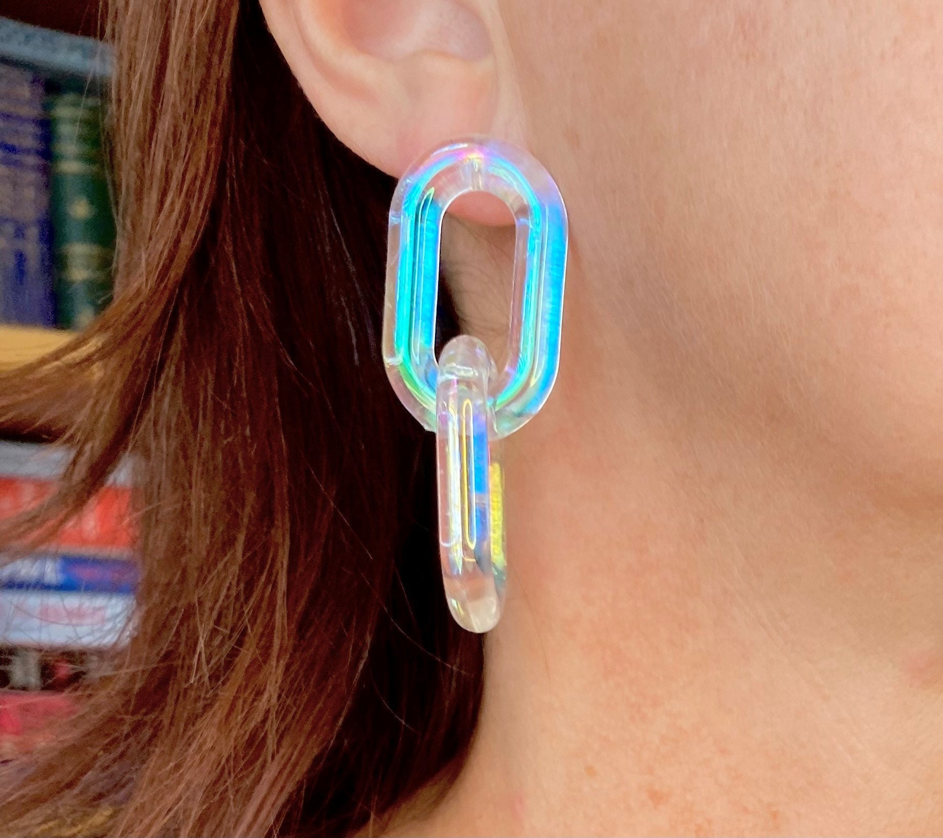 Acrylic chain earrings deals