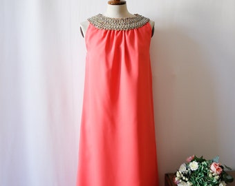 Evening dress, 60s with decorated collar, true vintage