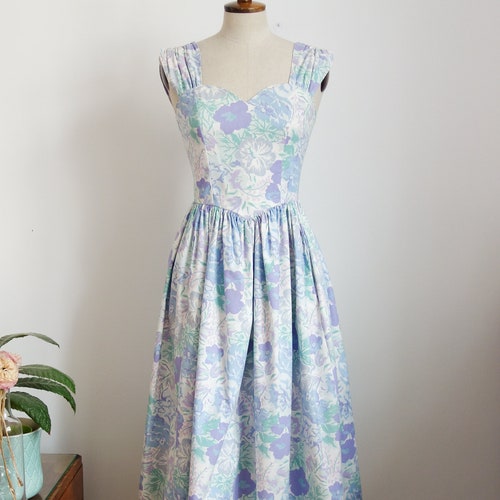 80s Laura Ashley Midi Dress. UK 12. Pink and Green Floral - Etsy