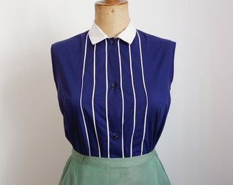 plum blue blouse 50s, with matching stripes
