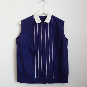 plum blue blouse 50s, with matching stripes image 6