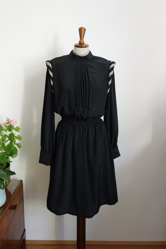 80s Dress, Black, Puff Sleeves, Mini, Knight, Renn