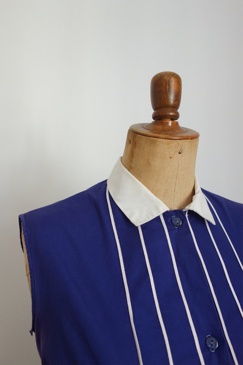 plum blue blouse 50s, with matching stripes image 2