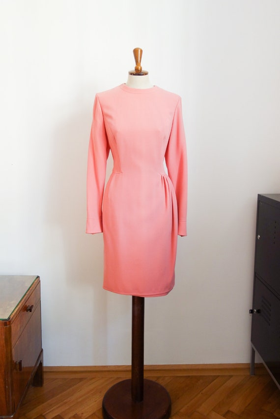 emanuel ungaro pink dress 2008 Emmanuel Ungaro Blush-Pink Silk Floral Applique Trained Gown
