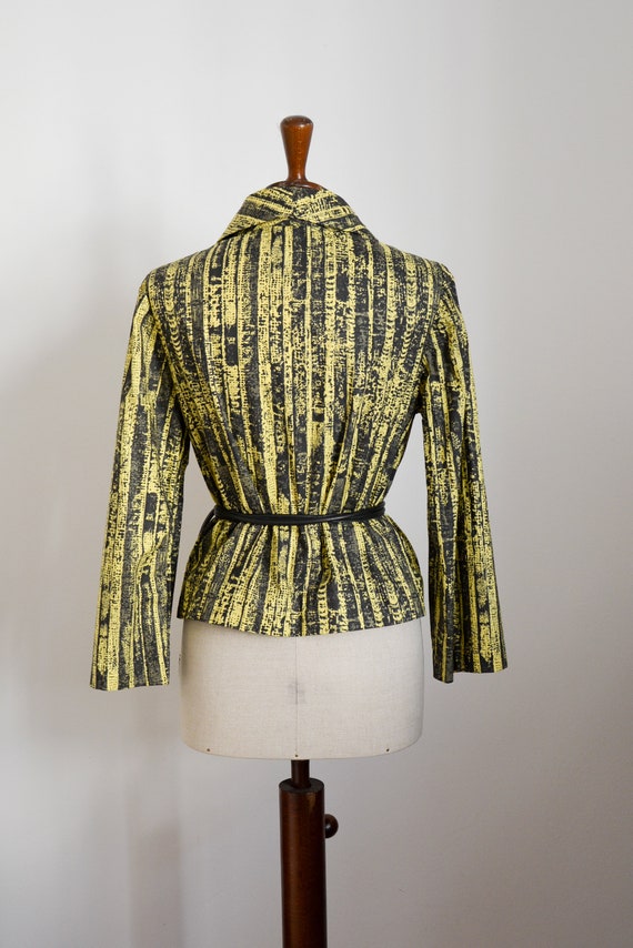 50s vintage blazer in yellow and black, made of c… - image 4