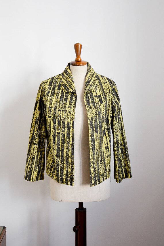 50s vintage blazer in yellow and black, made of c… - image 5