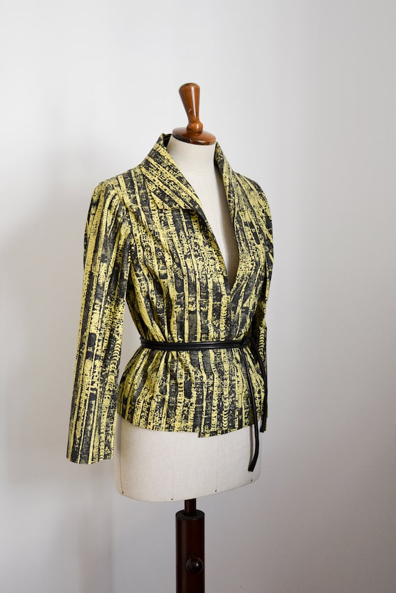50s vintage blazer in yellow and black, made of c… - image 3