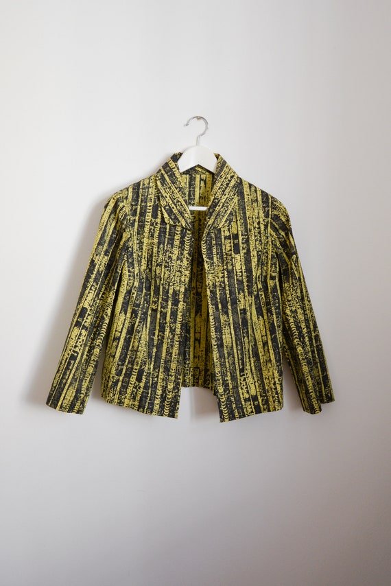 50s vintage blazer in yellow and black, made of c… - image 6