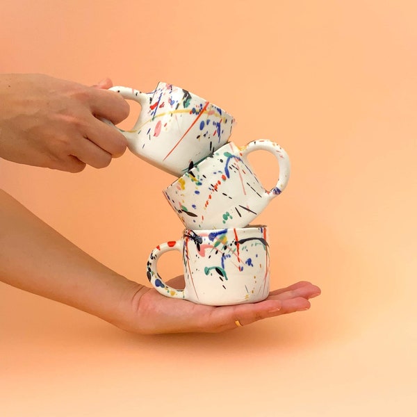 Artsy Handmade Mug, Porcelain Mug, Colorful Mug