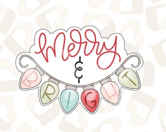 Merry & Bright Lightbulb Plaque Cookie Cutter- Christmas Cookie Cutters