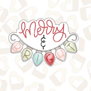 Merry & Bright Lightbulb Plaque Cookie Cutter- Christmas Cookie Cutters