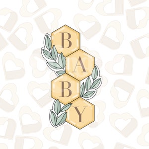 Greenery Hexagon Stack Cookie Cutter - Bee Cookie Cutter - Baby Cookie Cutter