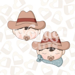 Cowboy Baby Head Cookie Cutter- Baby Cookie Cutters - Western Cookie Cutters